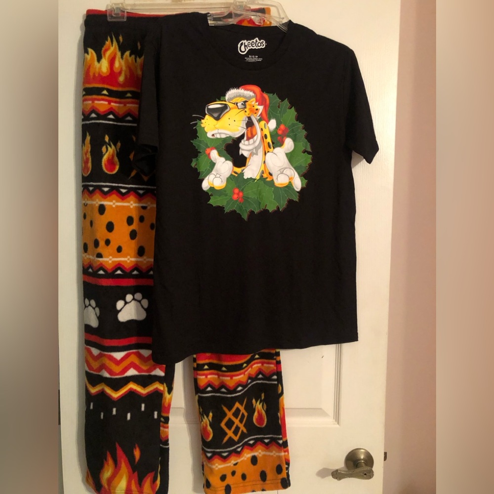 New Chester Cheetos pajamas, size small, flannel pants